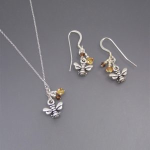 Honey Bee Cluster Necklace and Earrings